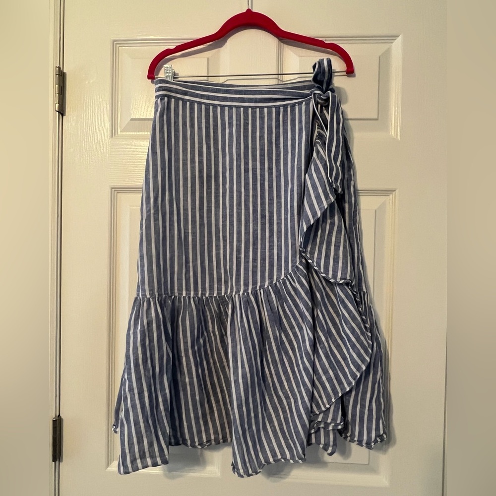 Chaps midi ruffled wrap skirt